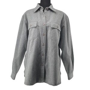 Women's Gray Button-Front Shacket Jacket